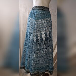 Lapis® Bohemian-style Full-length Skirt w/2nd Layer Blue Netting, NWOT